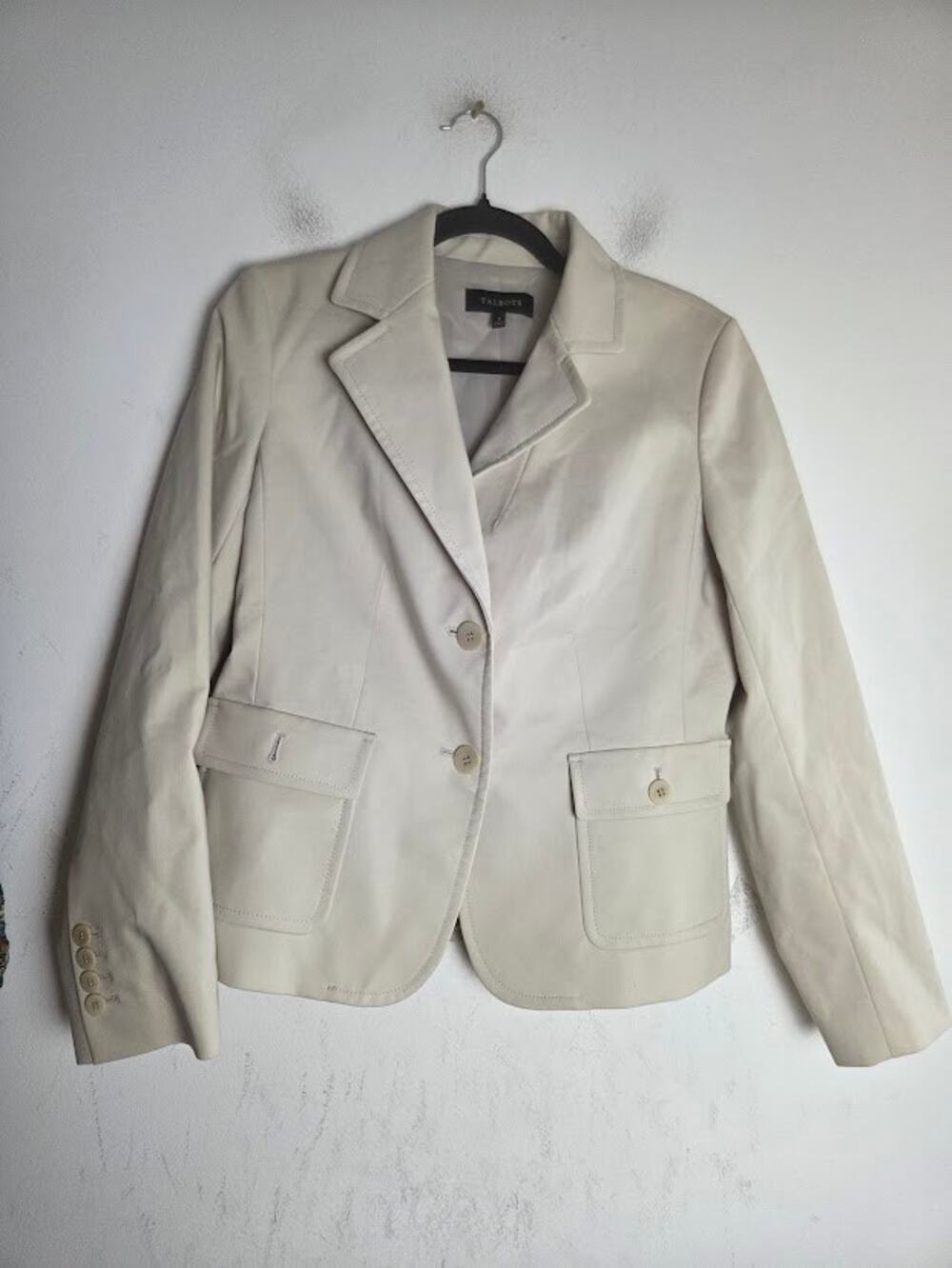 NWOT Talbots Cream Cotton 2 Button Single Breasted Notch Lapel  Blazer size 8